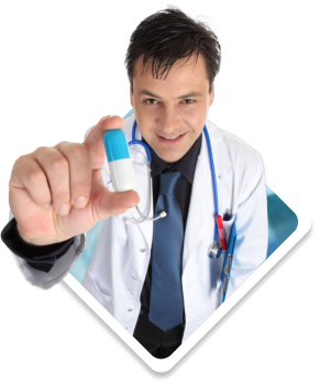 pharmacist holding a capsule
